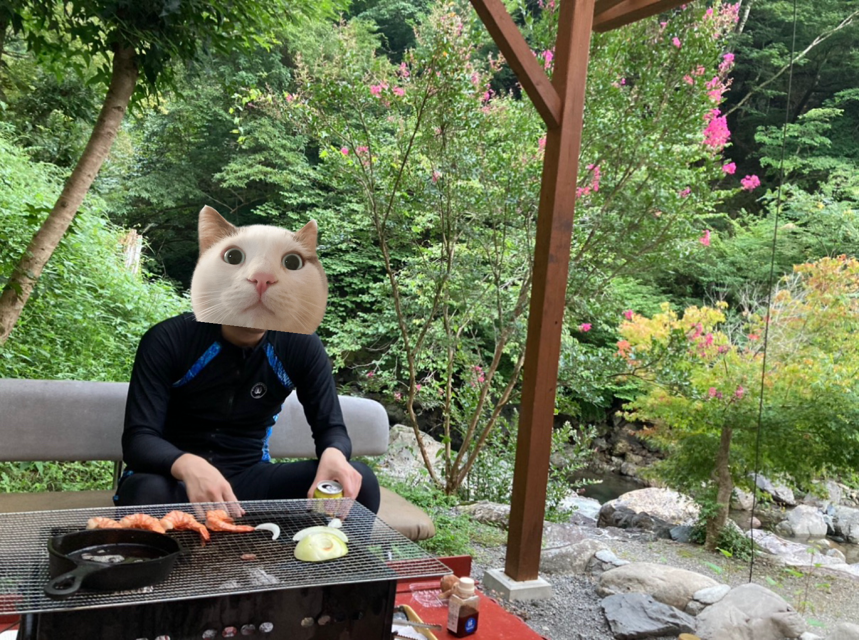 中庭のBBQスペース