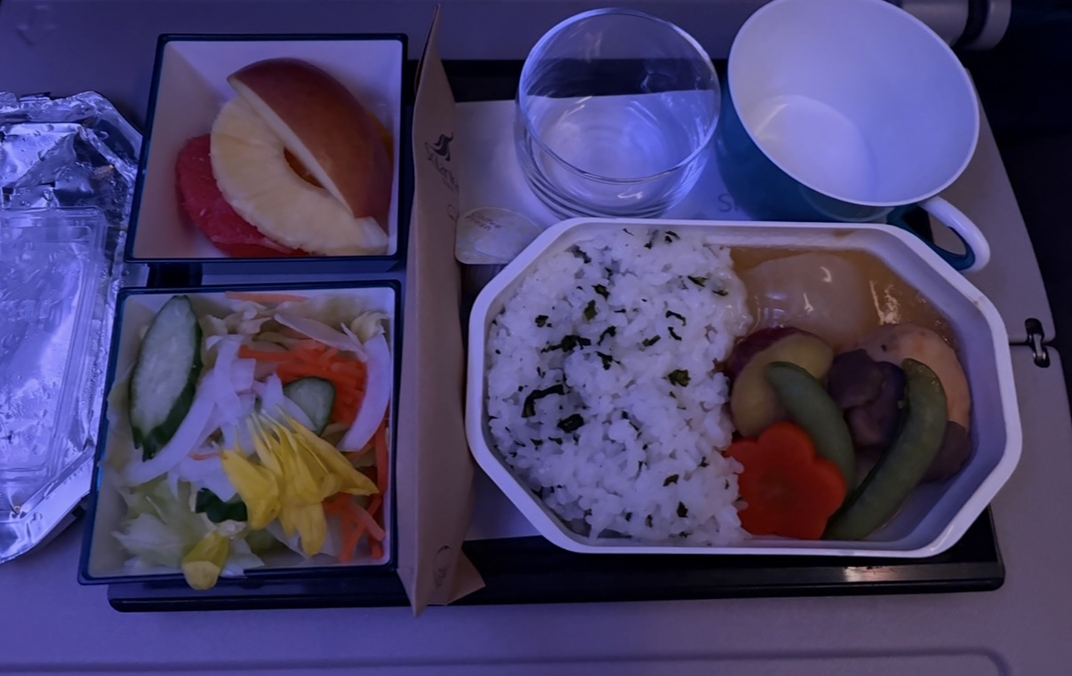 ２回目の機内食は「ベジタブル」を選択。